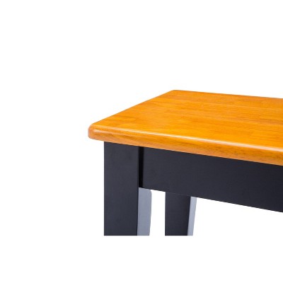 Black and Oak Solid Wood Dining Bench