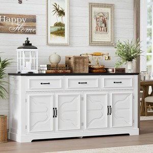 PAKASEPT 66" Large Buffet Sideboard Cabinet with 4 Doors and 3 Drawers,Buffet Table Coffee Bar Wine Bar Storage Cabinet - 1 of 4