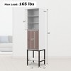 Costway 57" Bathroom Tall Cabinet with 1 Door and 4 Shelves Freestanding Floor Cabinet Black/White - 3 of 4