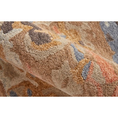 Beige and Blue Abstract Wool 2' x 3' Tufted Rug