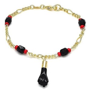 RMZ GOLD NYC Unisex 18K Gold Filled Azabache Black Hand Figa Kabbalah Baby Kid Women Men 6 Inches - 1 of 3