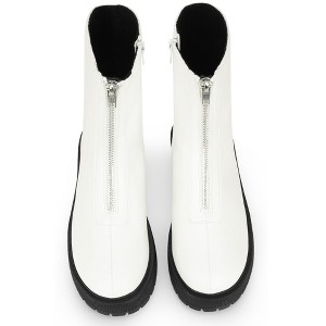 BLISSFUL STEP Platform Block Heel Booties with Zipper Dressy Combat Boots for Women - 1 of 4