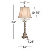 Barnes and Ivy Duval Traditional Table Lamp 34" Tall Distressed Antique White Candlestick Crystal Beige Bell Shade for Bedroom Living Room Nightstand - 4 of 4