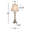 Barnes and Ivy Duval Traditional Table Lamp 34" Tall Distressed Antique White Candlestick Crystal Beige Bell Shade for Bedroom Living Room Nightstand - image 4 of 4