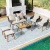 6-Piece Rope Patio Furniture Set with Acacia Wood Ice Bucket Table, Weather-Resistant Outdoor Sofa Set for Backyard Balcony-Cuddlewood - 2 of 4