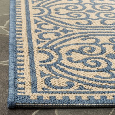 Blue and Cream Geometric Flat Woven 9' x 12' Area Rug