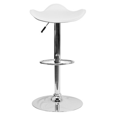 White Adjustable Height Swivel Barstool with Chrome Base