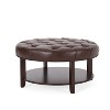 CAVINAS Modern Round PU Leather Ottoman Bench with Storage Shelf,Upholstered Wooden Storage Ottoman for Living Room - 4 of 4