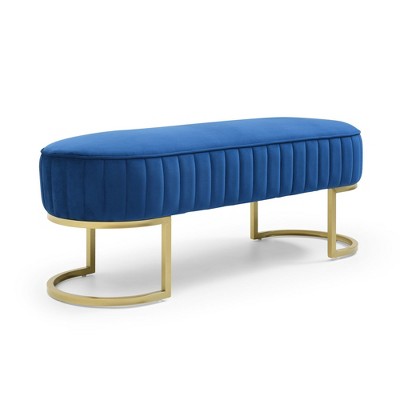 NicBex 48" Bedroom Bench Upholstered End of Bed Bench with Gold Metal Legs Velvet Oval Storage Ottoman Bench for Living Room, Bedroom, Entryway
