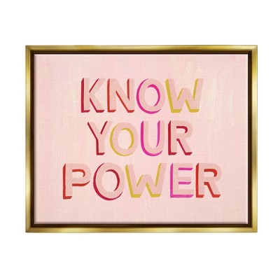 Stupell Industries Know Your Power Pink Inspirational Framed Canvas