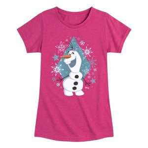 Girls' - Frozen - Olaf Winter Snowflakes Fitted Short Sleeve Graphic T-Shirt - 1 of 4