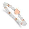 Chisel Stainless Steel Polished Rose IP-plated Heart 6mm White Agate Beaded Stretch Bracelet - 2 of 4