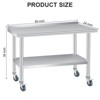 Stainless Steel Work Table - Heavy Duty Commercial Kitchen Workstation with Backsplash, 4 Casters & Adjustable Shelf - 2 of 4