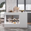 Famapy White 8 Drawers Kitchen Island With Storage Shelves and Glasss Top - 3 of 4