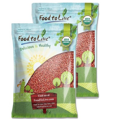 Organic Adzuki Beans — Whole Raw Dried Azuki Beans (Red Mung Beans), Non-GMO, Sproutable, Kosher, Vegan, Bulk.
