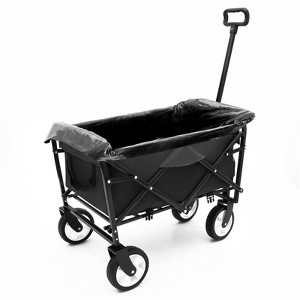 VisioGear Multi-use Bag Collapsible Foldable Wagon Cart, Beach Wagon Grocery Cart with Liner Bag and Cover, Black, 25.98"*17.32"*37.4" - 1 of 4
