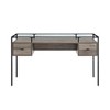 Engineered Wood, Glass, and Metal Modern Desk with 2 Drawers with Telescoping Metal Glides and Lifted Tempered Glass Top and Powder - 3 of 4