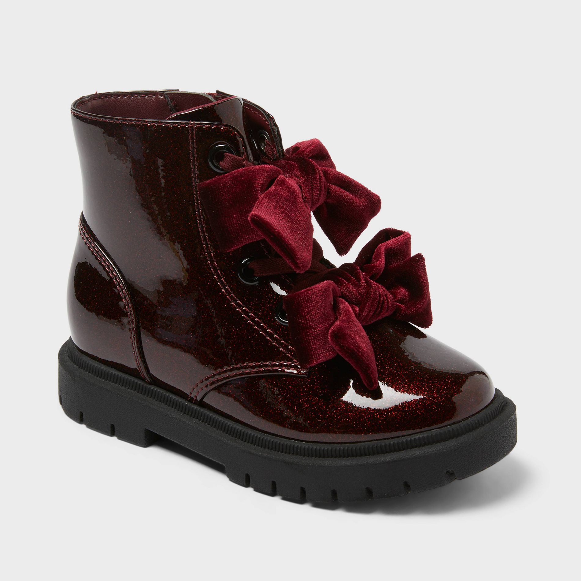 Toddler Estes Shimmer Combat Boots - Cat & Jack™ Burgundy