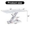63" Imitation Marble Kitchen Dining Table,Dining Table With X Shaped Legs And Stainless Steel Base,Rectangular Office Desk-Cuddlewood - 4 of 4