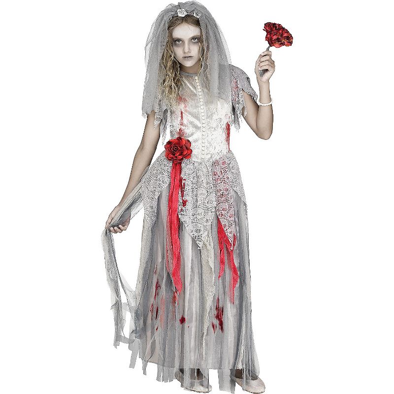 Fun World Girls' Zombie Bride Dress Costume, 1 of 3