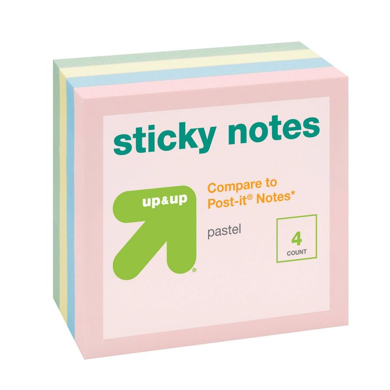 4pk 3&#34;x3&#34; Sticky Notes Pastel - up &#38; up&#8482;, 3 of 7