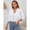 Coolmee Women's 3/4 Sleeve Cropped Cardigan Knit Sweaters Lightweight Open Front Shrug Bolero - 2 of 4
