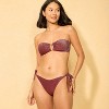 Women's Sparkle Low-Rise Extra High Leg Extra Cheeky Bikini Bottom - Wild Fable™ Burnt Burgundy - 3 of 4