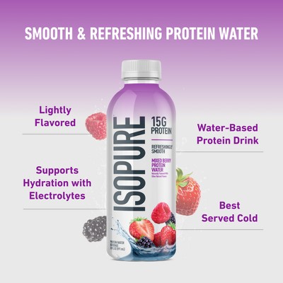 Isopure Ready to Drink Mixed Berry 15g Clear Protein Water with Electrolytes - 4pk/20 fl oz