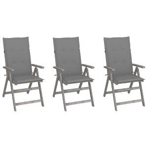 vidaXL Outdoor Recliner Chairs 3 Pcs, Patio Reclining Chair with Cushions, Recliner Patio Lounge Chair for Garden, Retro Style, Solid Wood Acacia - 1 of 4