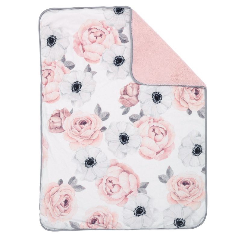 Lambs & Ivy Floral Garden Watercolor Floral Pink Ultra Soft Baby Blanket, 2 of 6