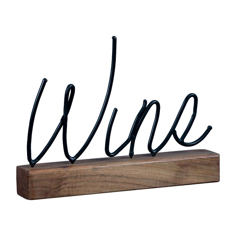 "Wine" Wire Metal and Wood Decorative Table Top Sign - Foreside Home & Garden, 2 of 8