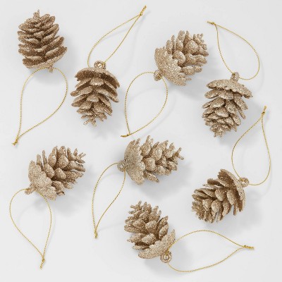 8ct Glittered Pinecone Christmas Tree Ornament Set - Wondershop™