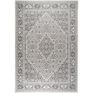 Dahlia 5'2" x 7'2" Outdoor Patio Country Rug Gray/Black - Nicole Miller: Loomed Polypropylene, Medallion Design - 1 of 4