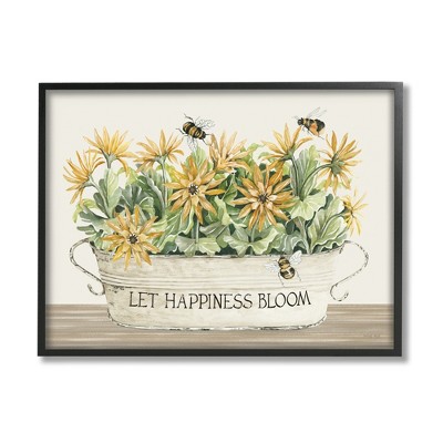 Stupell Happiness Bloom Bumble Bee Framed Giclee
