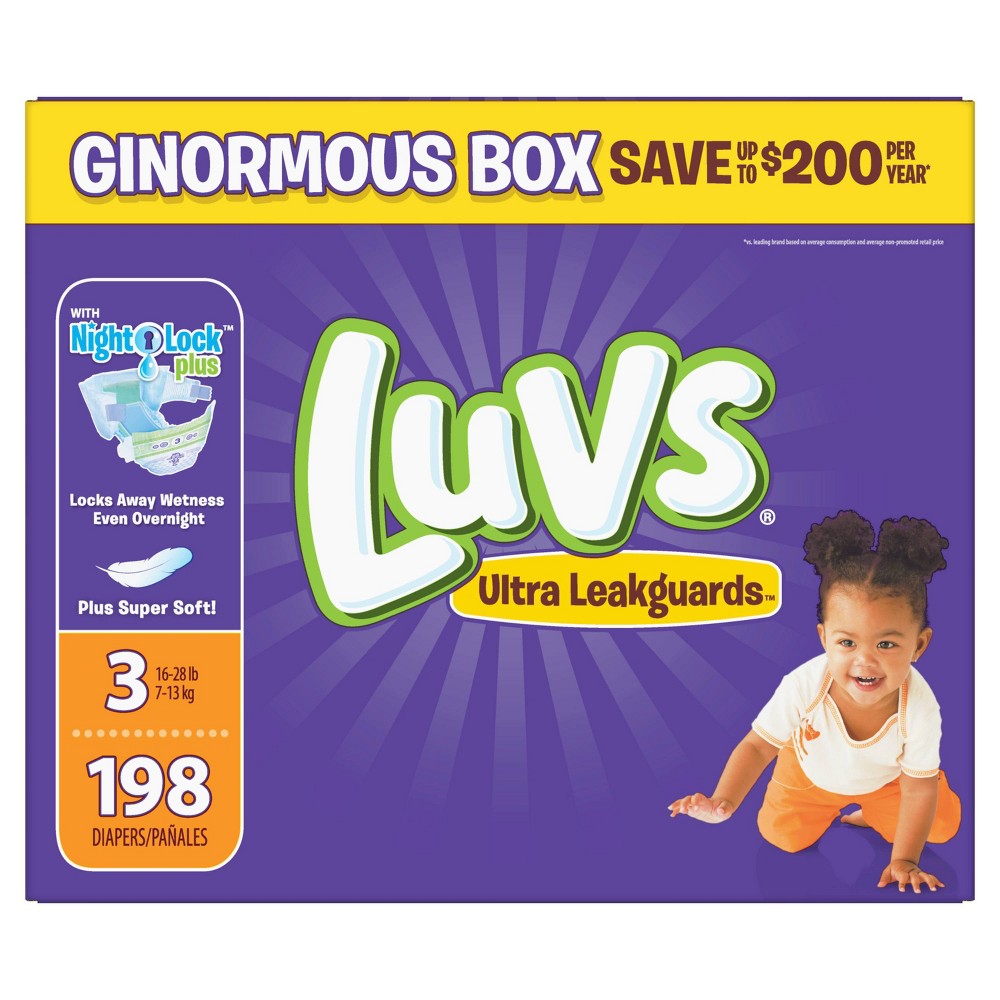 Luvs Disposable Diapers Ginormous Pack - Size 3 (198ct)
