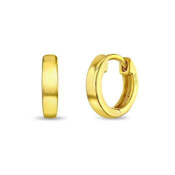 Girls' Rounded Classic Huggie Hoop Gold Plated Sterling Silver Earrings - Gold Tone - In Season Jewelry