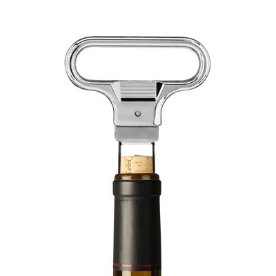 Silver Twin Prong Wine Bottle Opener with Chrome Handle