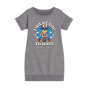 Girls' - Garfield - Want You To Have A Happy Fourth Graphic Short Sleeve Fleece Dress - 1 of 4