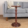 Storied Home Ergo Pedestal Cocktail Side Accent Table Dark Chestnut: Acacia Wood, 25" High, Round Base - 2 of 4