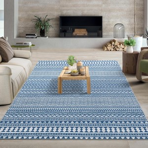 Washable Rug for Living Room, Neutral Boho Geometric Carpets with Non Slip TPR Backing - 1 of 4