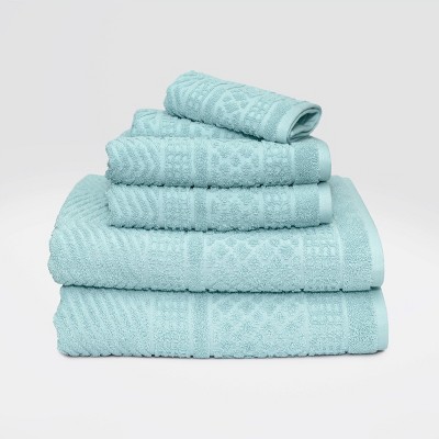 6pc Apothecary Bath Towel Set Turquoise - LOFT by Loftex