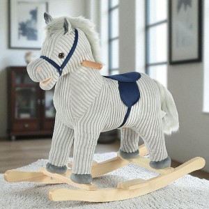 Mshliw Plush Kids Rocking Horse for Toddlers Age 3-5, Ride-On Animal Toy with Wooden Rocker Base, Handlebars & Neighing Sounds, Halloween gift - 1 of 4