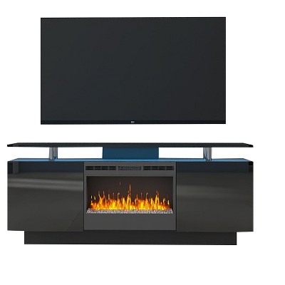 NicBex 63 Inch Fireplace TV Stand with Electric Fireplace Insert for TVs Up to 80",Modern Media Entertainment Center for Living Room