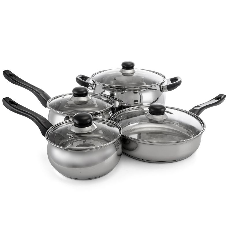 Oster Rametto 8 Piece Stainless Steel Kitchen Cookware Set with Glass Lids, 4 of 9