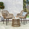 Russel 3pc Outdoor Wicker 2 Seater Chat Set: Flared Design, Glass Tabletop - Christopher Knight Home - 2 of 4