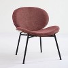 Red Mid-Century Modern Shell Chair Single Side Chair Tripod Black Leather Lounge Chair - 3 of 4