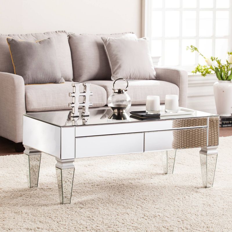Darla Contemporary Mirrored Rectangular Cocktail Table - Mirrored - Aiden Lane, 3 of 16