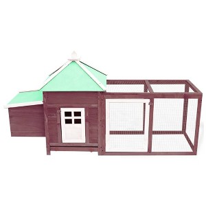vidaXL Chicken Coop Brown Solid Firwood, Engineered Wood, Galvanized Steel Large - 1 of 4