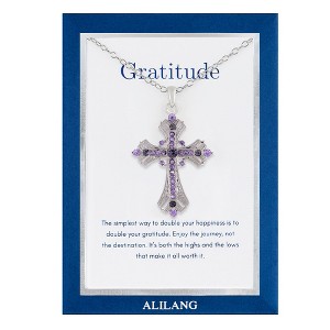 Anna-Kaci Purple Lavender Rhinestone Celtic Cross Necklace with Message Card & Envelope Jewelry Gift - 1 of 4