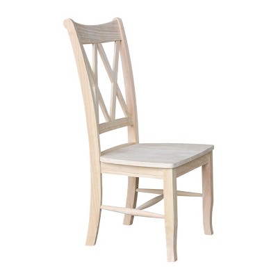 Elegant White Solid Wood High Cross-Back Side Chair, Set of 2